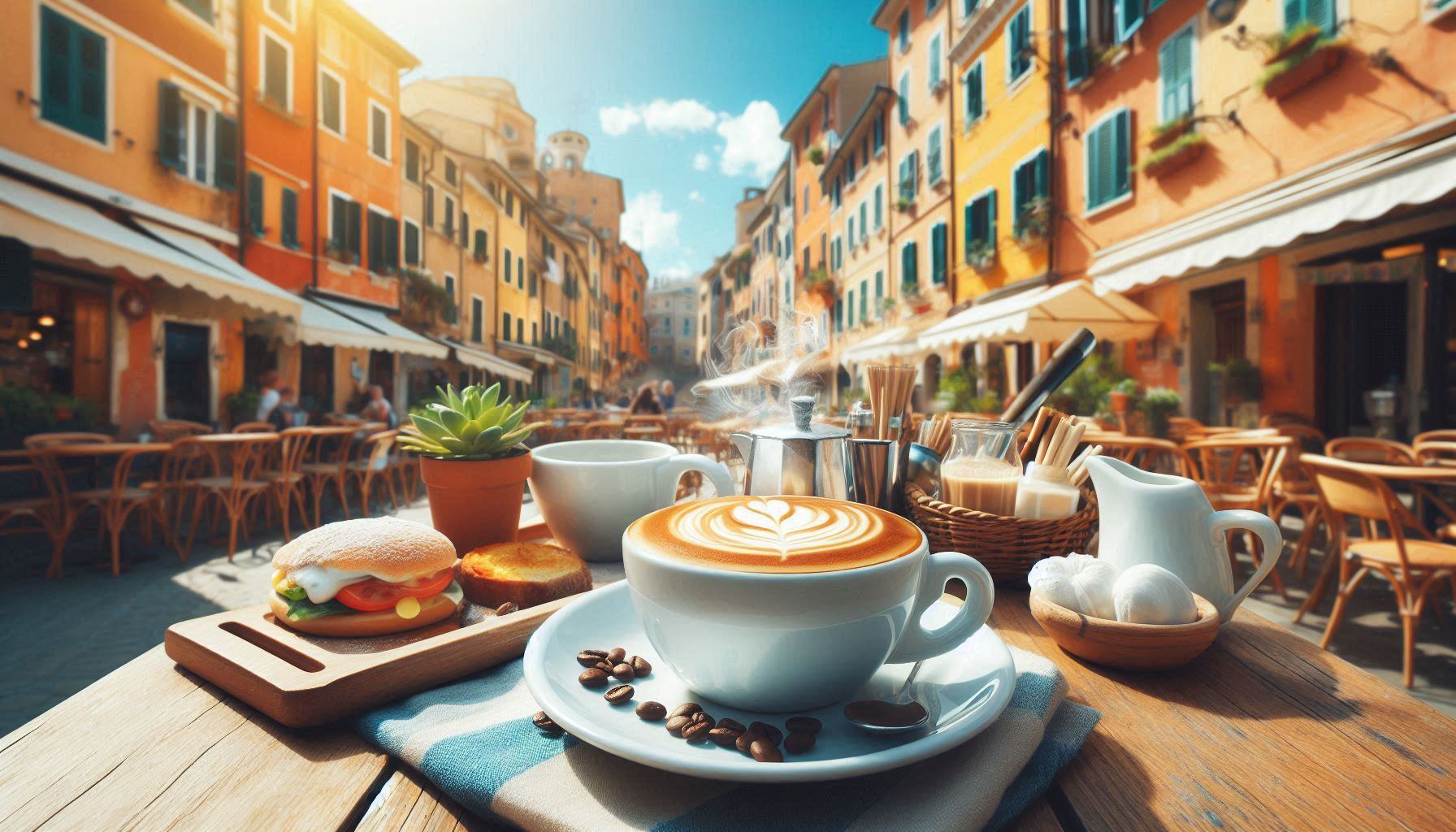 cappuccino featured front and center in a bright outdoor typical italian setting4 cappuccino featured front and center in a bright outdoor typical italian setting4