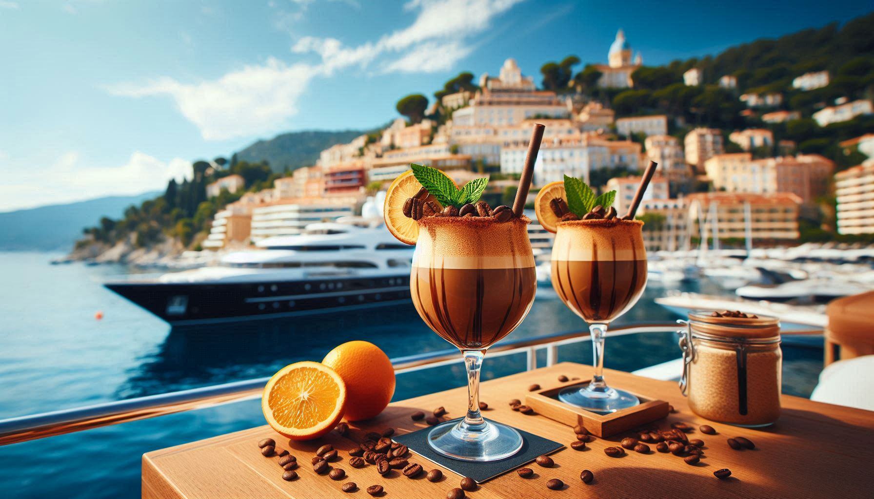 coffee cocktails featured front and center in a bright sunny outdoor yacht overlooking the french riviera coffee cocktails featured front and center in a bright sunny outdoor yacht overlooking the french riviera
